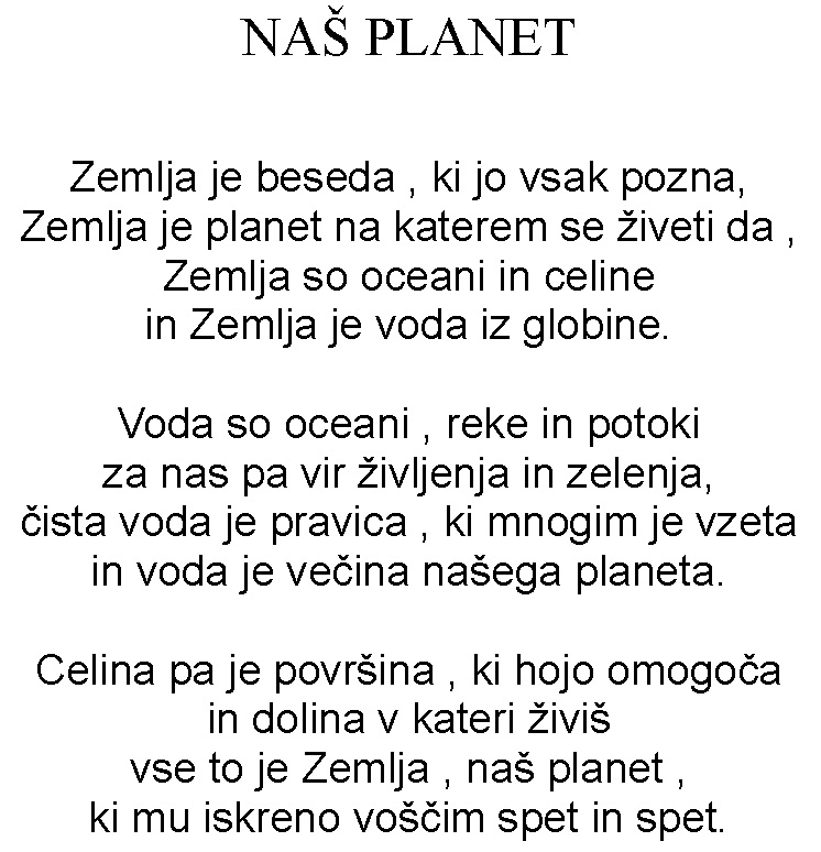 Naš planet-pesem
